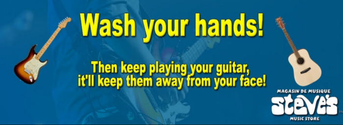 steves music store - wash those hands!